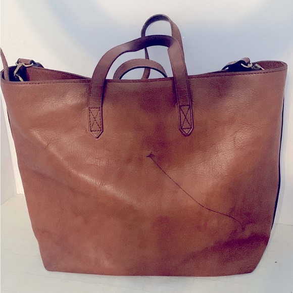 Madewell The Zip-Top Transport Tote with Crossbody strap-Brown Leathe Bag - Picture 10 of 10